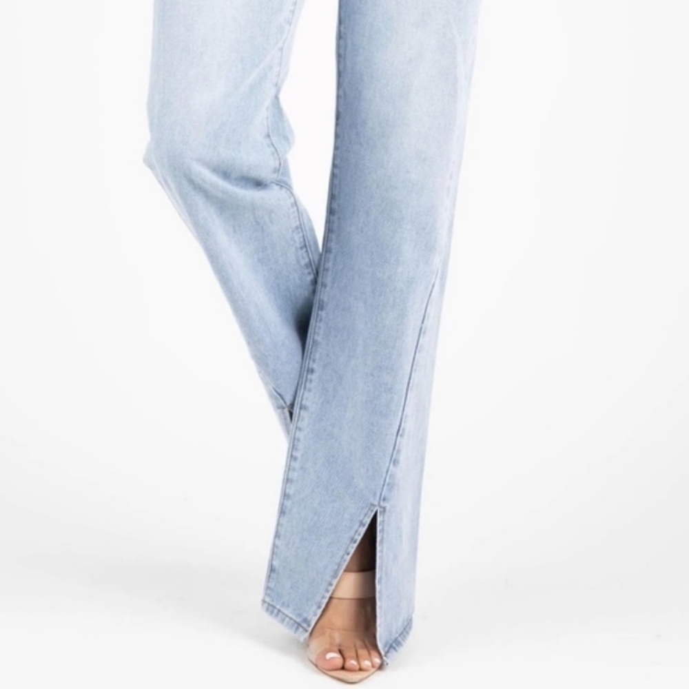 Kittenish Hise Rise Wide Leg Split Hem Retro Denim Jeans Jessie James De… - Picture 12 of 12